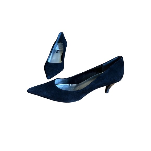 Bandolino Shoes - Bandolino Boberry Black Suede Pointed Toe Kitten Heel Pumps 10M Officecore Chic